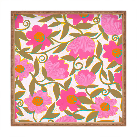 Sewzinski Sunlit Flowers Pink Square Tray