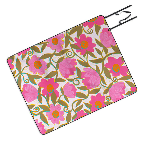 Sewzinski Sunlit Flowers Pink Picnic Blanket