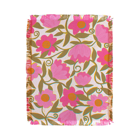 Sewzinski Sunlit Flowers Pink Throw Blanket