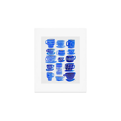 Sewzinski Teacups and Mugs in Blues Art Print