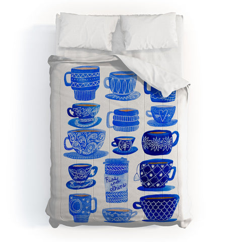 Sewzinski Teacups and Mugs in Blues Comforter