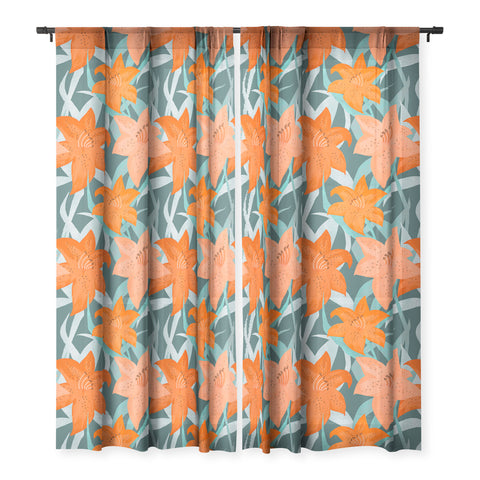 Sewzinski Tiger Lilies Sheer Window Curtain