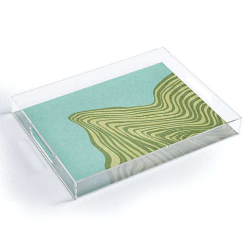 Sewzinski Trippy Waves Blue and Green Acrylic Tray