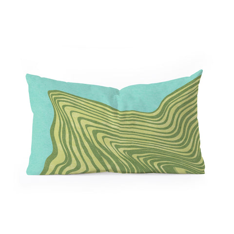 Sewzinski Trippy Waves Blue and Green Oblong Throw Pillow