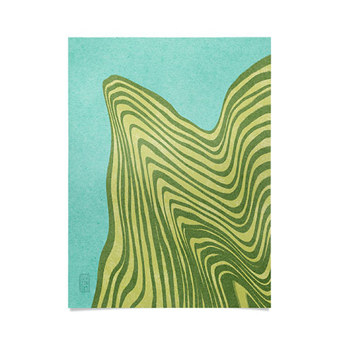 Sewzinski Trippy Waves Blue and Green Poster