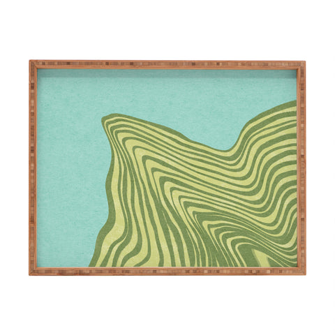 Sewzinski Trippy Waves Blue and Green Rectangular Tray