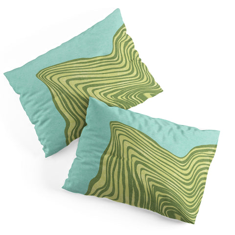 Sewzinski Trippy Waves Blue and Green Pillow Shams