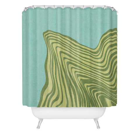 Sewzinski Trippy Waves Blue and Green Shower Curtain