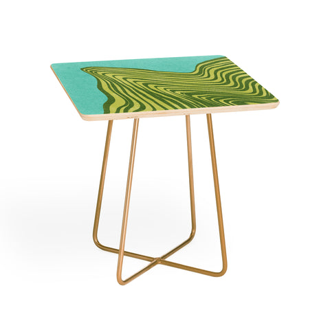 Sewzinski Trippy Waves Blue and Green Side Table