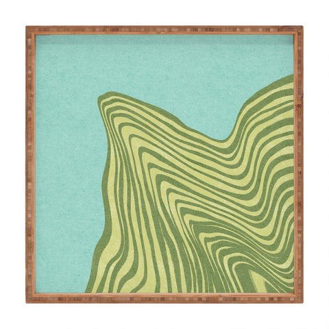 Sewzinski Trippy Waves Blue and Green Square Tray