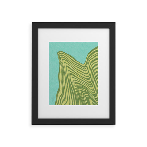 Sewzinski Trippy Waves Blue and Green Framed Art Print
