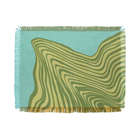 Sewzinski Trippy Waves Blue and Green Throw Blanket