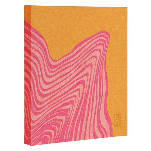 Sewzinski Trippy Waves Pink and Orange Art Canvas