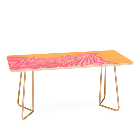 Sewzinski Trippy Waves Pink and Orange Coffee Table