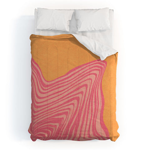 Sewzinski Trippy Waves Pink and Orange Comforter
