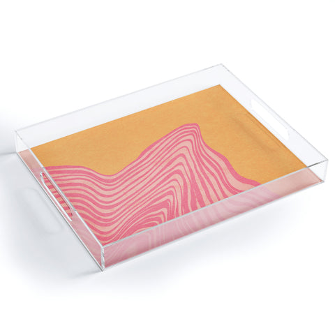 Sewzinski Trippy Waves Pink and Orange Acrylic Tray