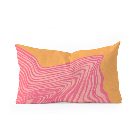 Sewzinski Trippy Waves Pink and Orange Oblong Throw Pillow
