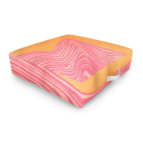 Sewzinski Trippy Waves Pink and Orange Outdoor Floor Cushion