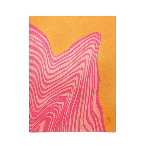 Sewzinski Trippy Waves Pink and Orange Poster