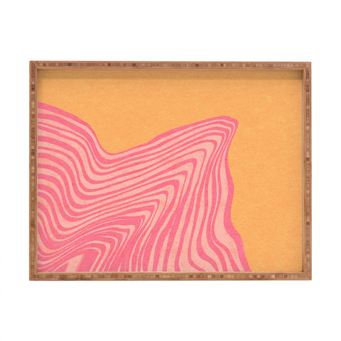 Sewzinski Trippy Waves Pink and Orange Rectangular Tray