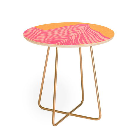 Sewzinski Trippy Waves Pink and Orange Round Side Table