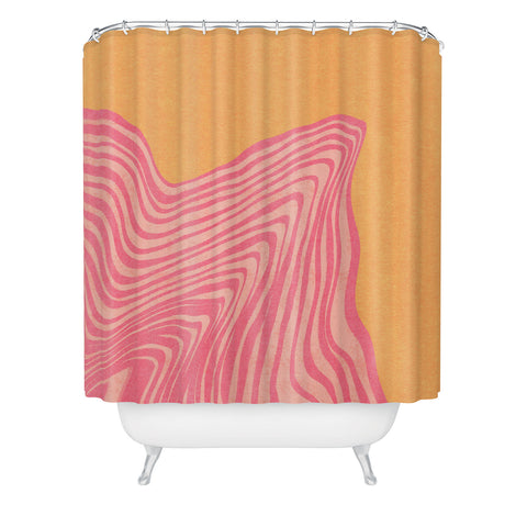 Sewzinski Trippy Waves Pink and Orange Shower Curtain