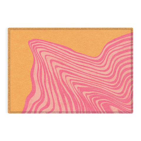 Sewzinski Trippy Waves Pink and Orange Outdoor Rug