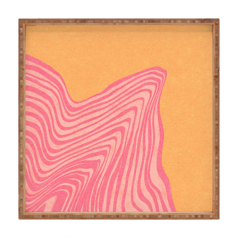 Sewzinski Trippy Waves Pink and Orange Square Tray
