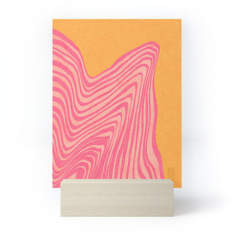 Sewzinski Trippy Waves Pink and Orange Mini Art Print