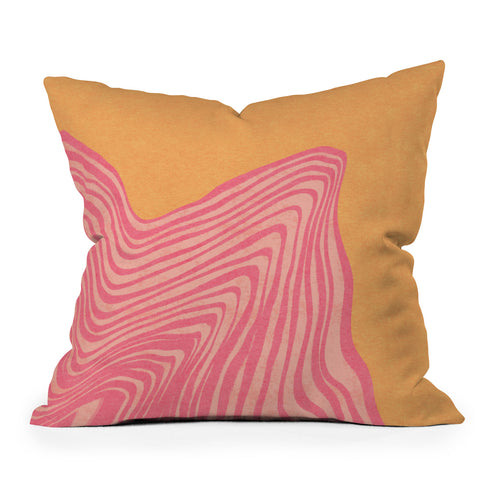 Sewzinski Trippy Waves Pink and Orange Throw Pillow