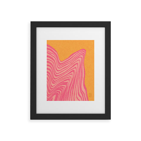Sewzinski Trippy Waves Pink and Orange Framed Art Print