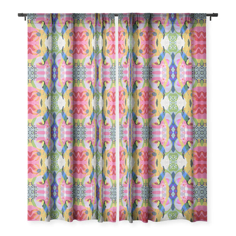 Sewzinski Tropic Toucan Pattern Sheer Window Curtain