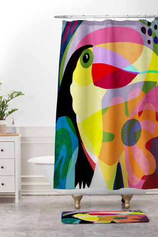 Sewzinski Tropic Toucan Shower Curtain And Mat