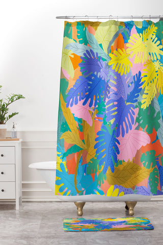Sewzinski Tropical Overload Shower Curtain And Mat