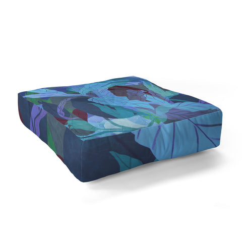 Sewzinski Tropical Tangle Blue Floor Pillow Square