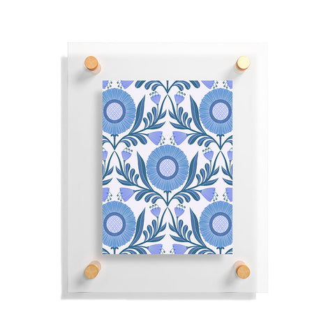 Sewzinski Wallflowers Pattern Blue Floating Acrylic Print