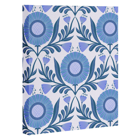 Sewzinski Wallflowers Pattern Blue Art Canvas