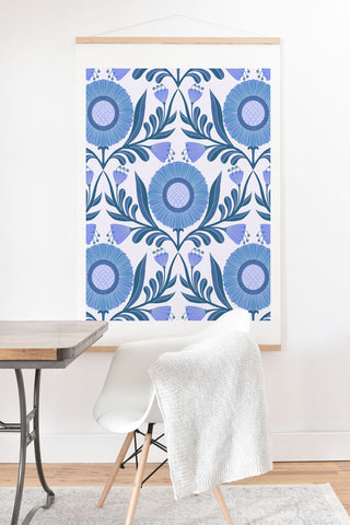 Sewzinski Wallflowers Pattern Blue Art Print And Hanger