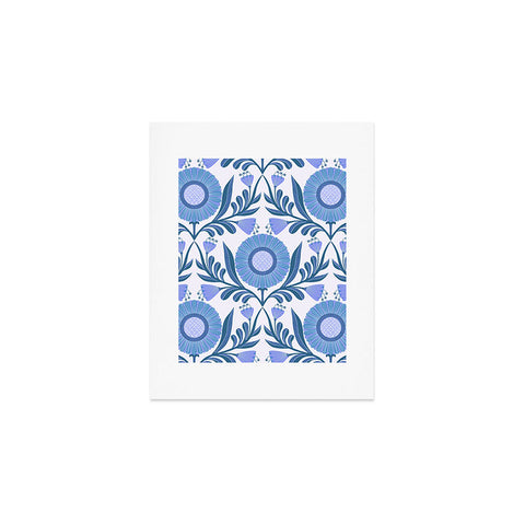 Sewzinski Wallflowers Pattern Blue Art Print
