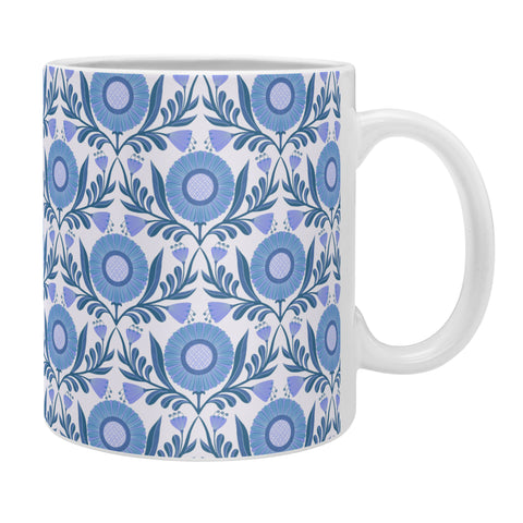 Sewzinski Wallflowers Pattern Blue Coffee Mug