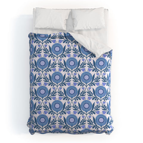 Sewzinski Wallflowers Pattern Blue Comforter