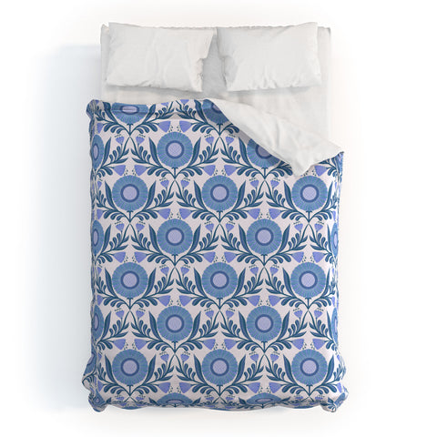 Sewzinski Wallflowers Pattern Blue Duvet Cover