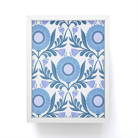 Sewzinski Wallflowers Pattern Blue Framed Mini Art Print