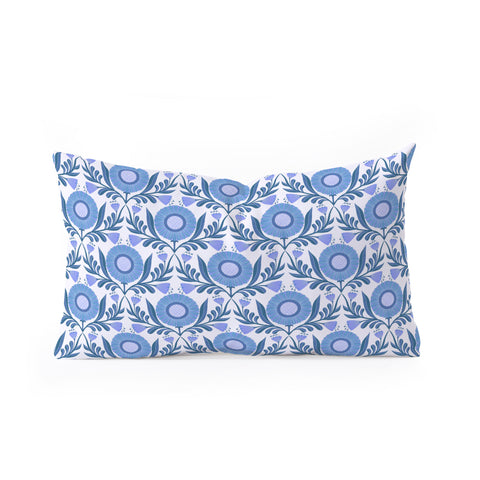 Sewzinski Wallflowers Pattern Blue Oblong Throw Pillow