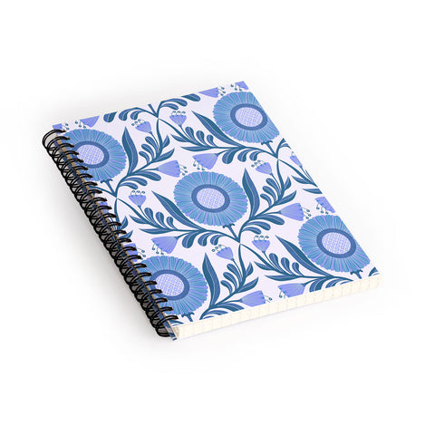 Sewzinski Wallflowers Pattern Blue Spiral Notebook