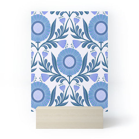 Sewzinski Wallflowers Pattern Blue Mini Art Print
