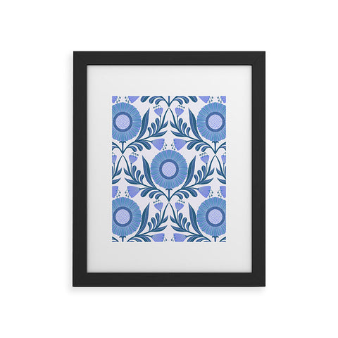 Sewzinski Wallflowers Pattern Blue Framed Art Print