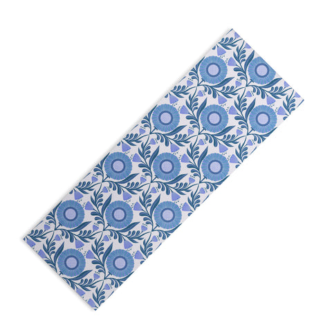 Sewzinski Wallflowers Pattern Blue Yoga Mat