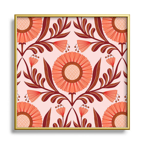 Sewzinski Wallflowers Pattern Pink Metal Square Framed Art Print