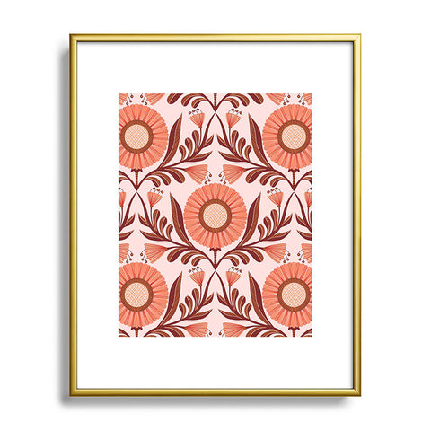 Sewzinski Wallflowers Pattern Pink Metal Framed Art Print